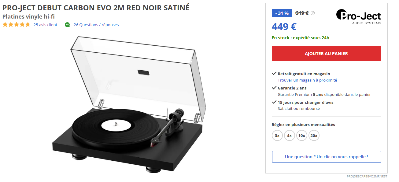 You are currently viewing Offre limitée : Pro-Ject Debut Carbon EVO + 2M Red à prix canon !